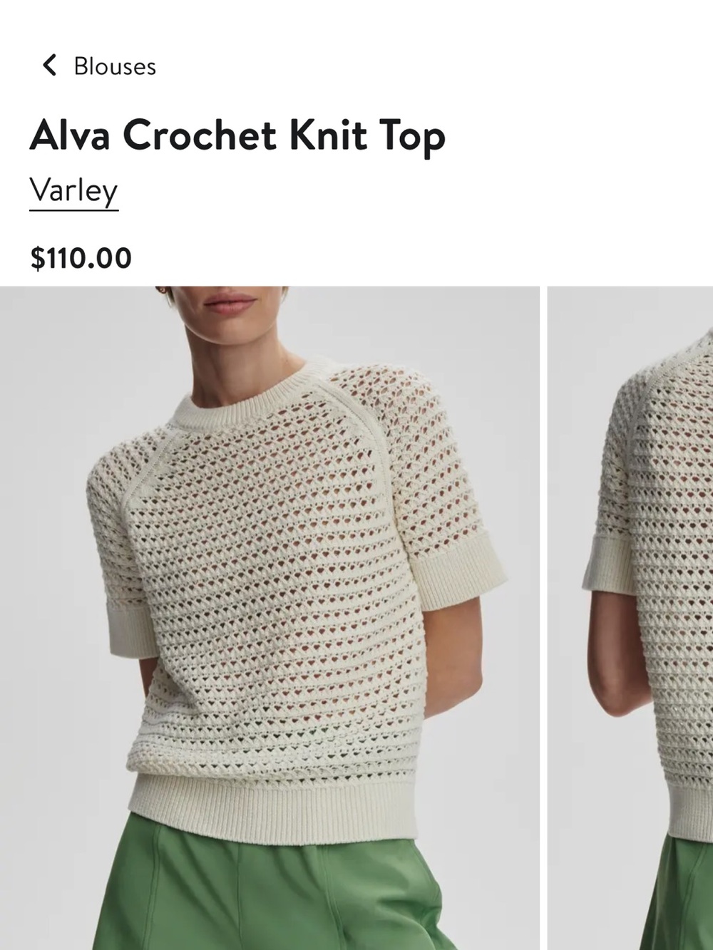 Varley Alva Crochet Knit Top - Cream